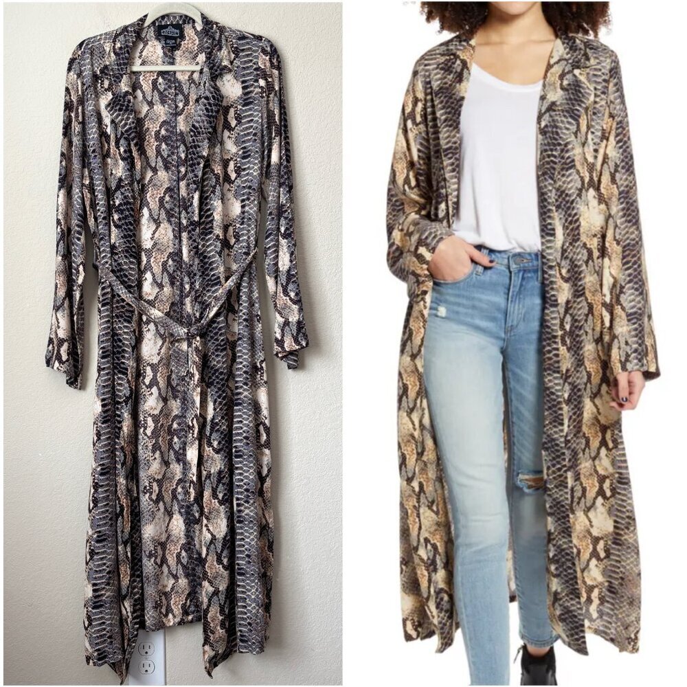 Angie Boho Reptile Print Longline Cardigan Jacket Duster
